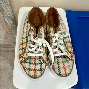 Coach Woven Plaid Athletic Sneakers 7.5 Shoes
